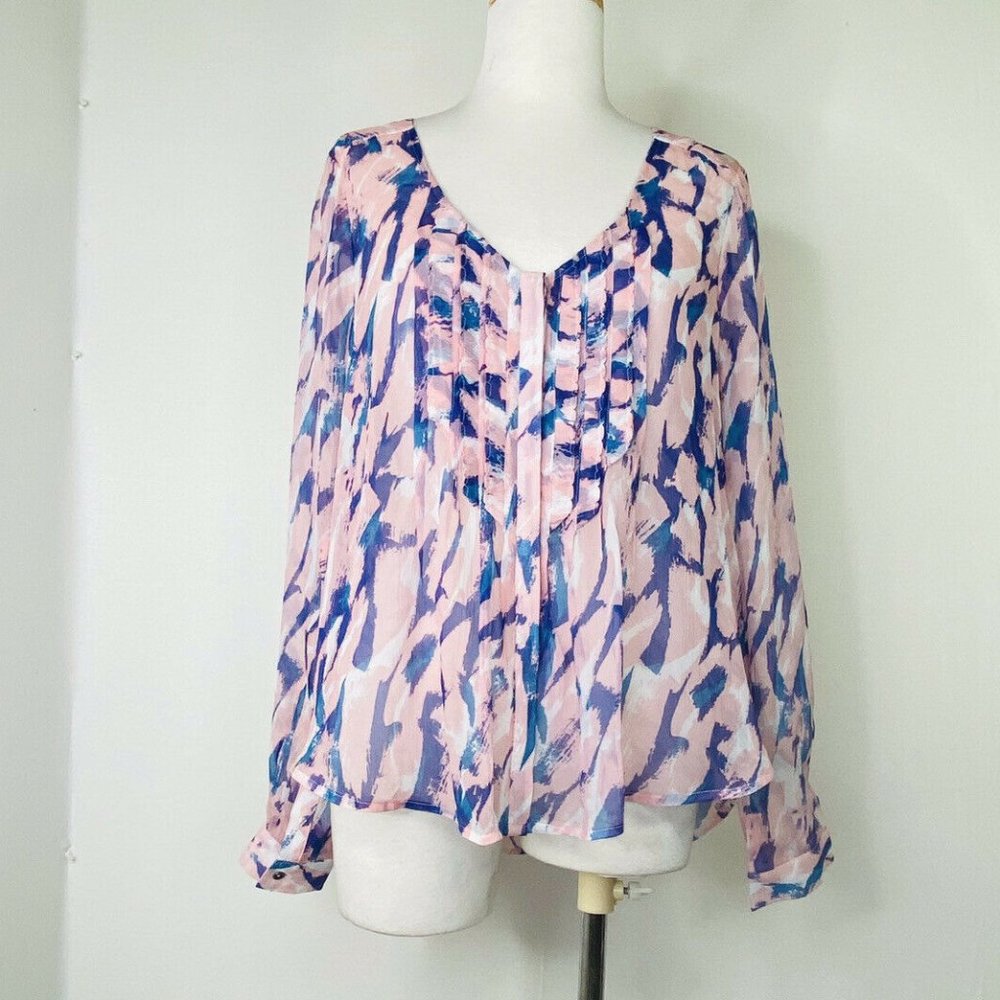 Anthropologie Maeve Silk Ruffled Pleated Blouse 6 - Picture 3 of 7